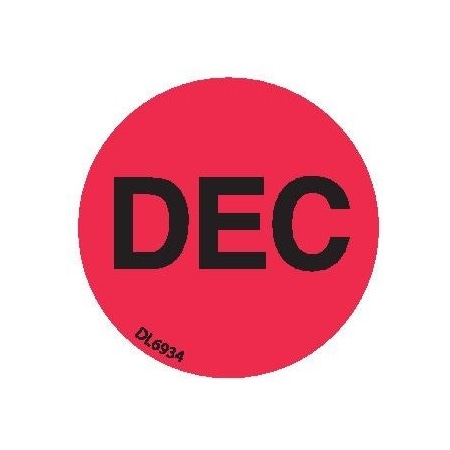 Decker Tape Products Label, DL6934 , MONTHS OF YEAR - DEC , 1" DL6934